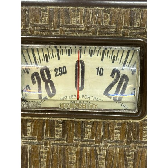 VTG Counselor Bathroom Scale 1960s Wicker Basket Weave Design MCM Retro 10"x9.5" - Picture 2 of 10